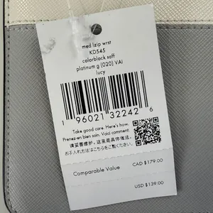 Kate Spade Colorblock Saffiano Leather Medium L-Zip Wristlet Grey White‎ DEFECT thumbnail 2