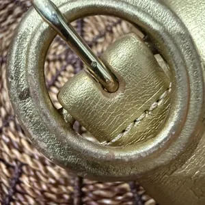 Lauren Ralph Lauren Gold Shimmer Leather Belt L Western‎ Glam 42” thumbnail 4
