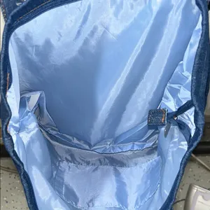 Blue Denim Tote Bag with Zippered Pouch thumbnail 3