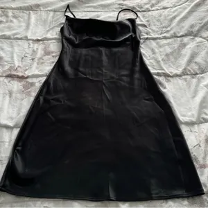 Threads & States black satin spaghetti straps cowl neck slip dress, size S party thumbnail 9