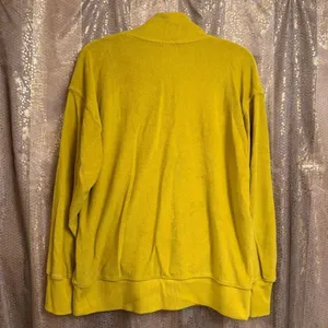 Aerie OFFLINE Chartreuse Green Terry Pullover Mock Neck Half Zip Sweater Small thumbnail 2