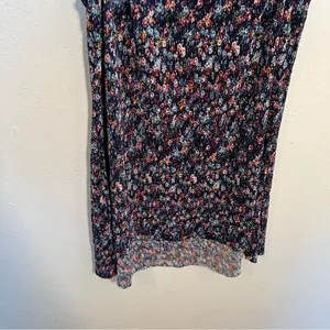 Knit Works Women's Juniors Size XL Ribbed Tank Top‎ Navy Blue Floral Stretch Y2K thumbnail 3