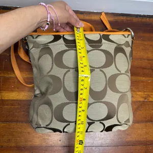 Coach Khaki Signature Crossbody with Orange Trim thumbnail 6