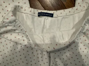 Brandy Melville White Straight-Leg Pants with Tiny Pink Floral Print thumbnail 5