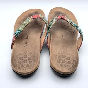 Vionic Lucia Flip Flop Women Size 11 Multicolor Snakeskin Rhinestone Orthotic thumbnail 4