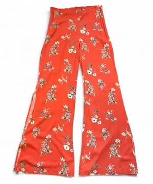 NEW William B Orange Floral Whimsigoth High-Rise Wide Leg Side-Split Pant — SM thumbnail 1