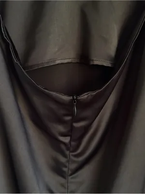 Jason Wu Black Satin Halter Plunging U-Neckline Midi Dress Medium Women’s thumbnail 11