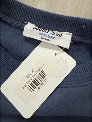 NWT Double Zero Boxy Neutral Lounge Navy Star Patch Crewneck size medium thumbnail 8
