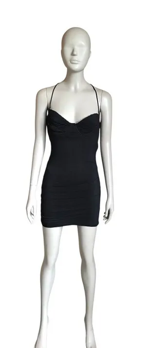 Lucy in the Sky Black and Silver Rhinestone Mini Dress thumbnail 1