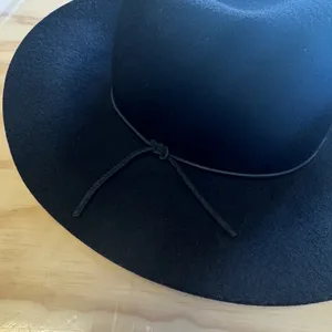 Phenix 100% Wool‎ Wide Brim Fedora Hat Leather Trim One Size Black Classic thumbnail 3