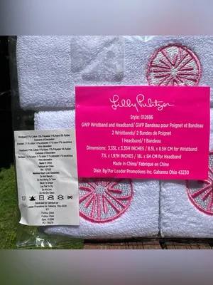 Lilly Pulitzer White/Pink Casual Activewear Set Wristbands:2 Headband:1|1 Size thumbnail 4