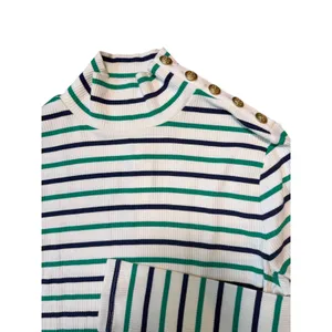 J. Crew vintage rib turtleneck with buttons in stripe NEW thumbnail 2