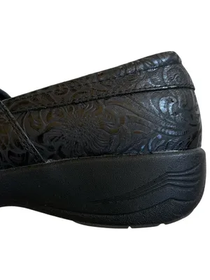 EUC Dansko Leather Embossed clogs Black Size 8 thumbnail 4