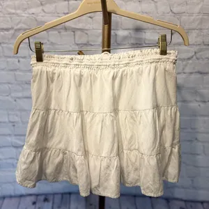 Le Lis Collection White Ruffle Tiered Linen Blend Mini Skirt Size Medium thumbnail 4