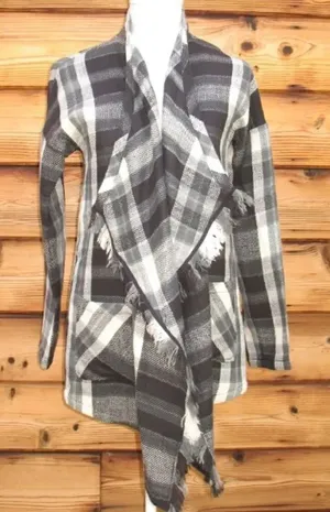 NWT Lucky Brand Black Gray Wrap Jacket Cardigan thumbnail 1