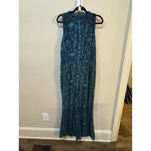 Hutch Floral Velvet Burnout‎ Jumpsuit In Dark Green Size Large Sleeveless thumbnail 4