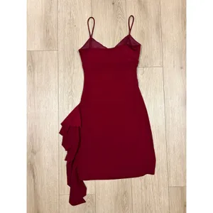 Papaya Burgundy Ruched Bodycon Mini‎ Dress Side Ruffle Spaghetti Strap Red Small thumbnail 7