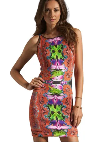 Revolve Clover Canyon Orchid Trip Neoprene Dress Sleeveless Mini Paisley‎ thumbnail 1