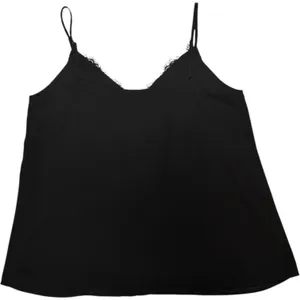 Socialite Lined Lace Trim Cami Black Small thumbnail 3