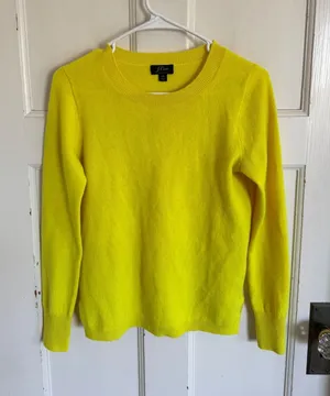 J.Crew bright‎ yellow cashmere crewneck sweater size xs thumbnail 1