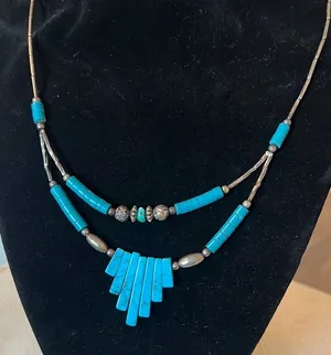 Turquoise Beaded Necklace Blue thumbnail 1