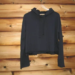 NWT Alala Tropez Black Cropped Hoodie Sweatshirt thumbnail 5