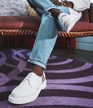 💙💖 Dr. Martens 1461 for‎ Pride White Smooth Boots Rainbow Stripe Derby Oxford thumbnail 1
