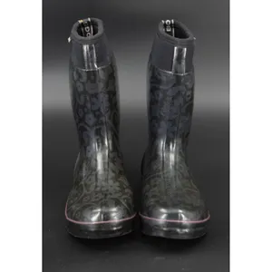 Bogs Rain Boots Women Size 9 Black Floral Damask Waterproof Neoprene Good thumbnail 3