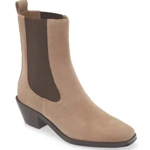 Nordstrom Rack Tan Leather Suede Western Chelsea Ankle Boots Square Toe 6.5 NEW thumbnail 1