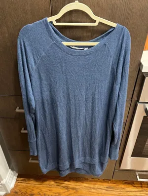 Women's Athleta blue Long Sleeve Criss‎ Cross Midi Dress Size XL thumbnail 1