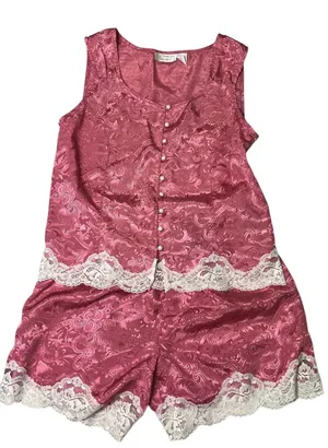 Vtg Victoria’s Secret Cami Tank Top Shorts Set Small Gold Label Pink Festival thumbnail 1
