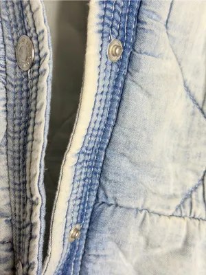 Kensie Jeans Quilted Denim Bomber Jacket Light Acid Wash Chambray Size M thumbnail 10
