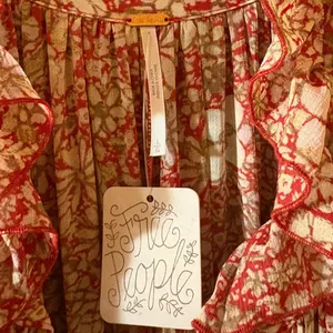 NWT Feeling Groovy Maxi Dress in red & cream thumbnail 5