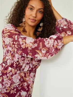Altar'd State Sailor Floral Maxi Dress in Burgundy Size S NWT thumbnail 3