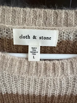 Like New Cloth & Stone Striped Mohair Wool Blend Sweater Size Large thumbnail 2