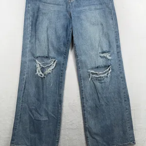 S.O.N.G. 9 29 Jeans Wide Leg Distressed High Rise Button Fly Boho Grunge Punk thumbnail 3