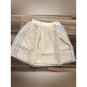 Ivory Swiss Dot‎ Mesh Overlay Mini Skirt NWT Women's XL Coquette Tulip B thumbnail 2