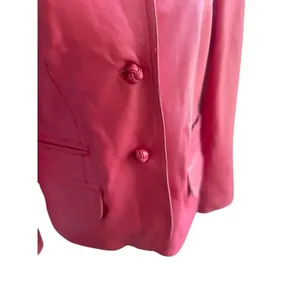 Vintage Pamela McCoy Collections Leather Fuchsia Blazer Jacket S thumbnail 7