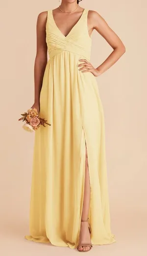 Birdy Grey Womens Chiffon Laurie Dress Butter Yellow Xl thumbnail 1