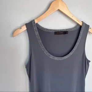 The Limited Sleeveless Top Blouse Silver Sparkle Trim GRAY Medium thumbnail 2
