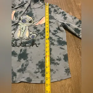 Disney Lilo and Stitch Ohana Blue Tie Dye Boxy Cropped Hoodie Sweatshirt Size S thumbnail 9