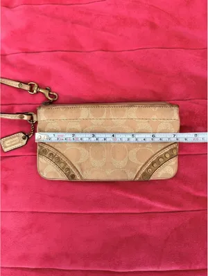Vintage Tan and Gold Coach Wristlet thumbnail 4