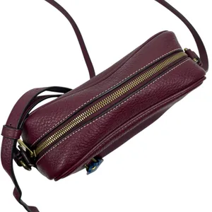 J. Crew Signet Pebble Leather Crossbody Camera Bag Burgundy Red thumbnail 10