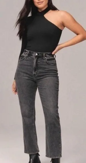 Abercrombie &‎ Fitch Ankle Straight Ultra High Rise Gray Black Jeans Women 27/4R thumbnail 1