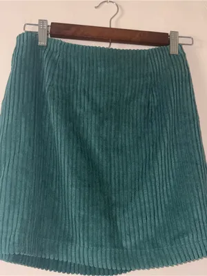 Lulu's Teal Corduroy A-Line Mini Skirt thumbnail 3