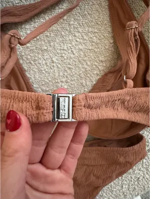 TJ Swim Brown textured underwire top and high waisted bottom bikini set thumbnail 3
