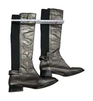 Tory Burch gray black shoes knee high boots leather upper size 10.5 M SKU 2924 thumbnail 1