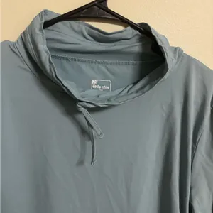 Title Nine Slate Blue Super Soft Funnel Neck Cinch Side Pull Over Top Medium thumbnail 3