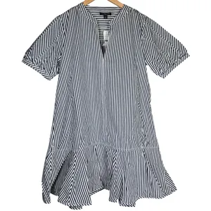 J. Crew Delilah dress striped cotton poplin‎ CJ495 S NWT Short Sleeve Blue White thumbnail 1