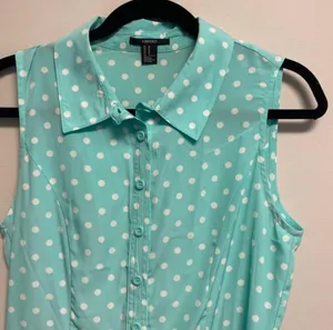 Forever 21 Teal Poka dot Dress thumbnail 2